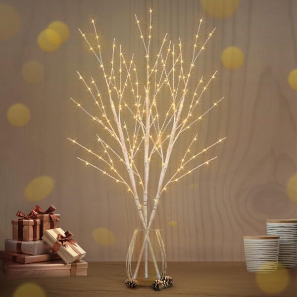 Lighted White Birch Branches with Timer 33IN 180 LED Twig Birch Branches 1