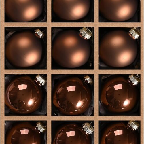 Brown Glass Christmas Ball Ornaments, 2.36” Hanging Bulbs Ornaments