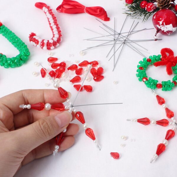 Christmas Crafts for Kids Adults,30 Sets Christmas Beaded Ornament Kit 4