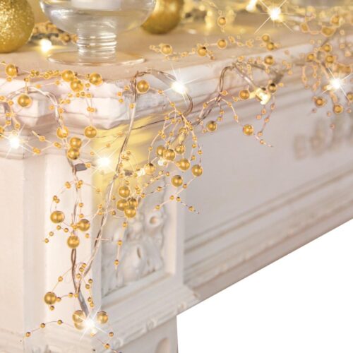 714PlmJbGaL._AC_SL1001_ Indoor Christmas Decorations, Festive Lighted Berry Beaded Garland Gold- 120" L