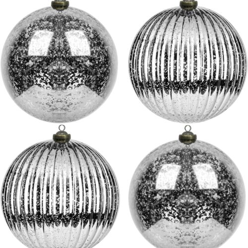 716dKrNXLqL._AC_SL1200_ Mercury Christmas Ball Ornaments Silver Set of 4 Extra Large Hanging Tree Ball Ornament