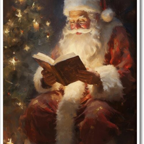 716hKoSC1AL._AC_SL1500_ Vintage Christmas Canvas Wall Art, Santa Claus Reading Booking Pictures for Wall Decor