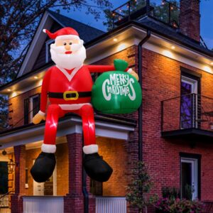 8FT Christmas Inflatables Outdoor Decorations, Climbing Santa Blow Up Yard Decorations with LED