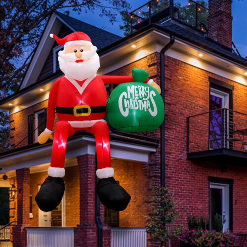 71AvsyjuuhL._AC_SL1500_ 8FT Christmas Inflatables Outdoor Decorations, Climbing Santa Blow Up Yard Decorations with LED