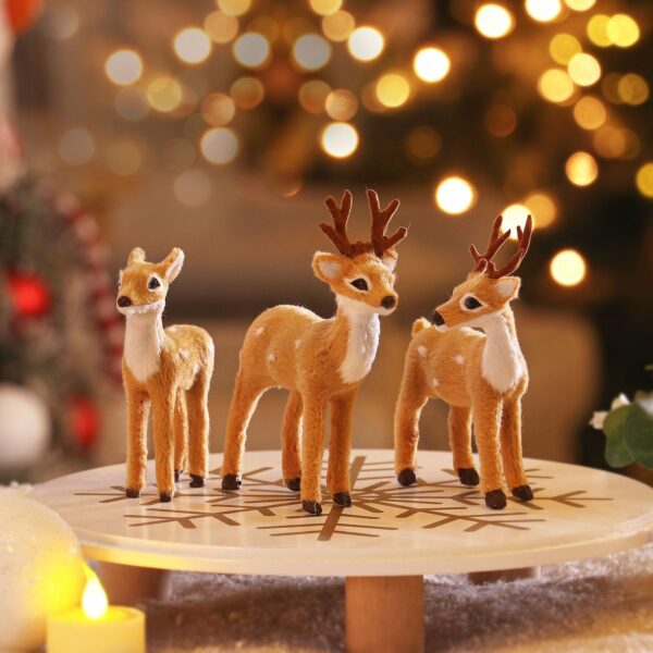 3 Pack Christmas Reindeer Figurines, Festive Holiday Decorations 5
