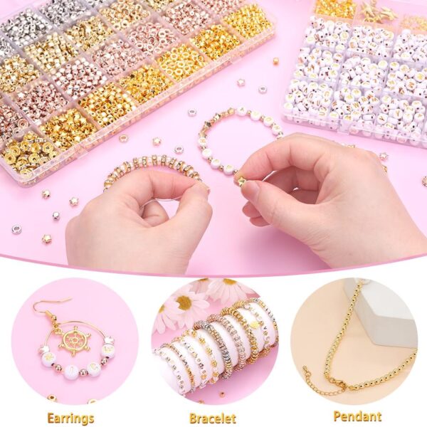 3200PCS Gold Spacer Beads Kit for Bracelet Making 3