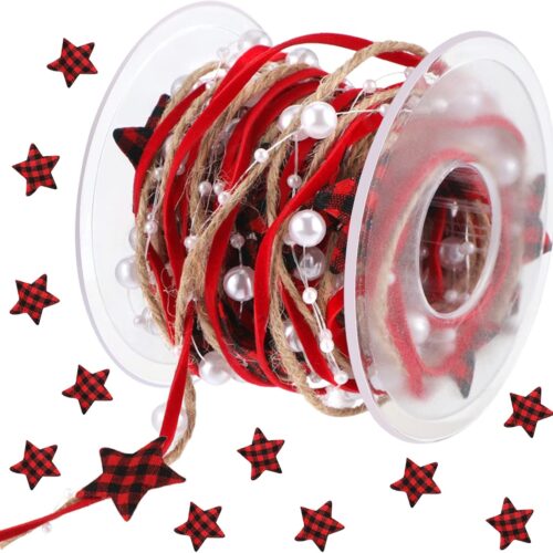 71G4IyCR74L._AC_SL1500_ 16.4ft Christmas Beads Ribbon Wired Christmas Embellishments for Crafts Christmas