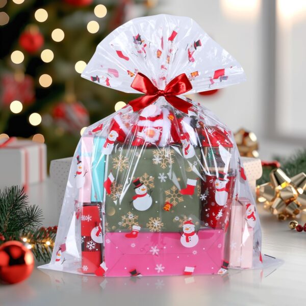 Christmas Cellophane Gift Bags 10pcs Large Holiday Gift Wrap 3