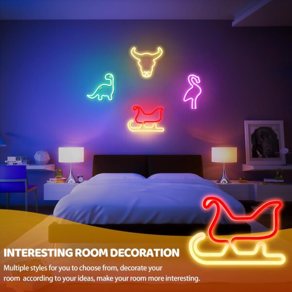 Christmas Sled Neon Sign, USB & Battary Powered 5