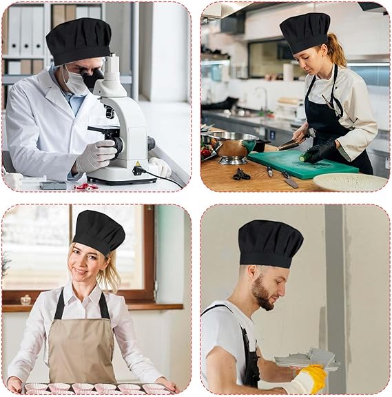 3 Pack Black Chef Hats for Adult Hibachi Hat Chef Bakers Hat Adjustable Cooking Hat for Men 5