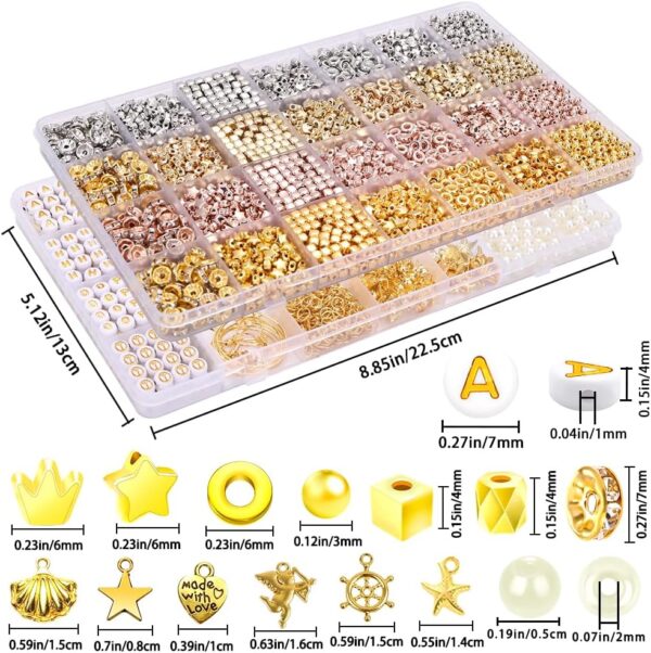 3200PCS Gold Spacer Beads Kit for Bracelet Making 2