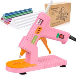 Pink Hot Glue Gun Kit, Mini Glue Gun with Suction Cups Stand Anti Stick Silicone Mat
