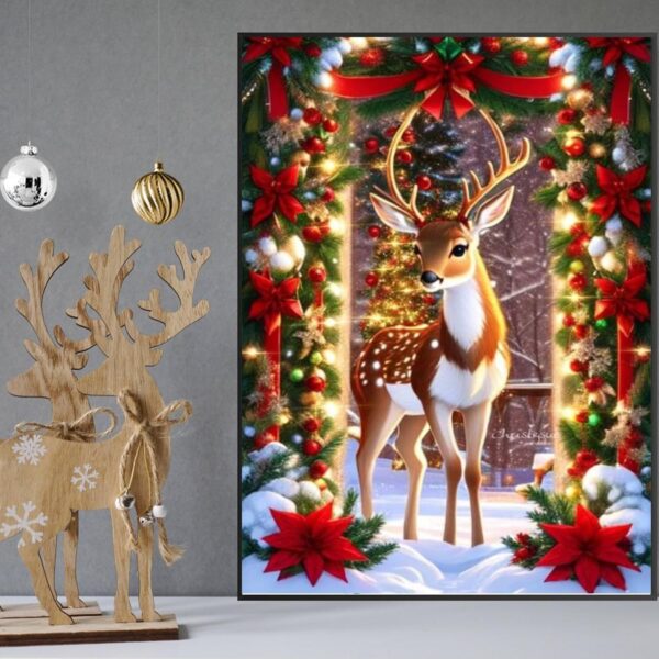 Christmas Diamond Art Kits,Deer Diamond Painting Kits for Adults Beginner 3