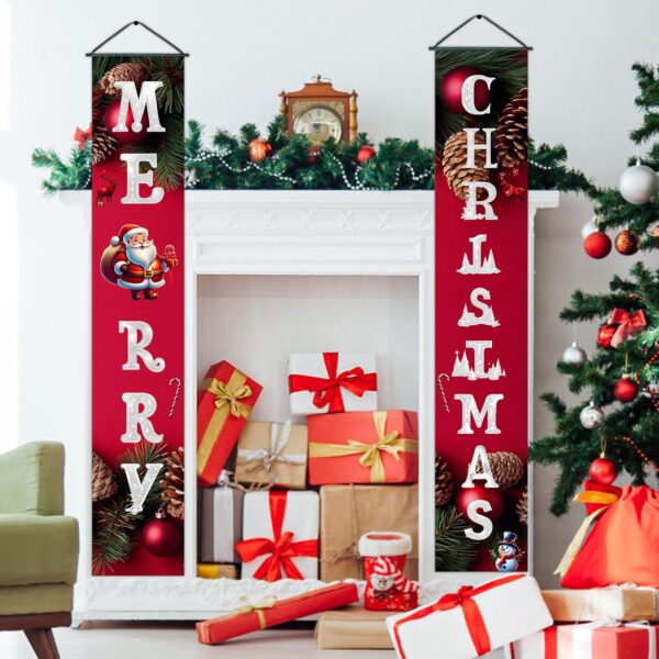 3Pcs Christmas Door Cover and Christmas Door Banners Set 5