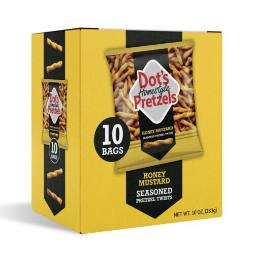 Honey Mustard Seasoned Pretzel Twists, Healthy Kids Snacks, 1oz Grocery Sized Bag (10 Count)