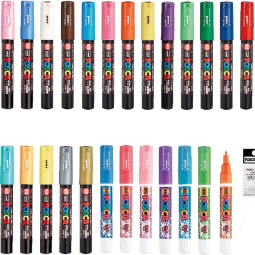 71gip4mUZqL._AC_SL1433_ rylic Paint Pens Extra Fine Point Tip width 0.7mm 28 colors PC-1M, Acrylic Paint Markers for Rock