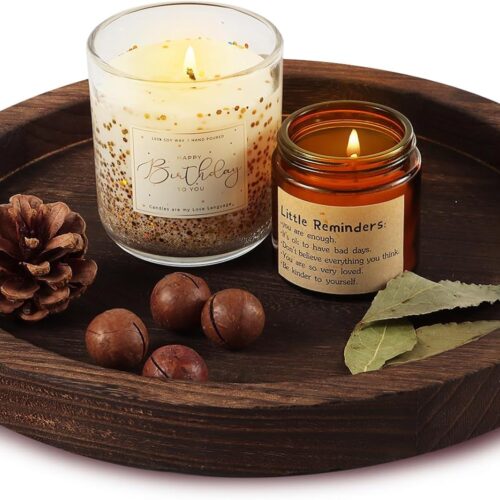 71gq74WYHEL._AC_SL1500_ Wooden Decorative Tray Candle Holder Round Wood Tray Home Decor