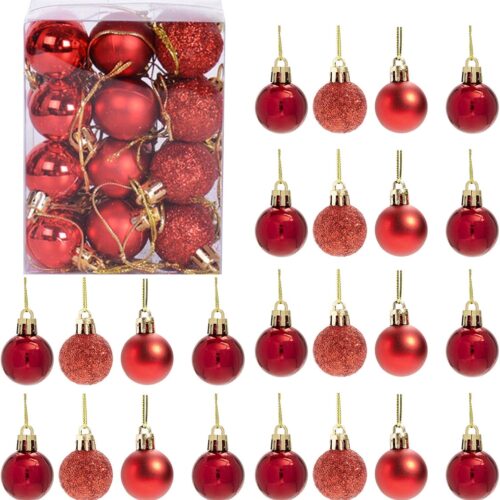 71h5yQuBgcL._AC_SL1500_ Set of 24 Mini Shatterproof Christmas Balls Tree Ornaments Party Decoration