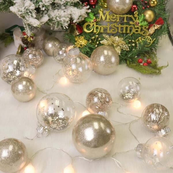 Champagne Christmas Ornaments Set, 24PCS 2.36" 3