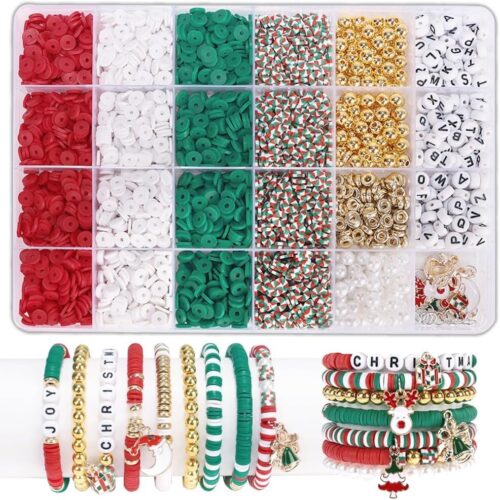 71ieTvwDEfL._AC_SL1000_ Christmas Bracelet Making Kit Friendship Gold Beads Clay Beads