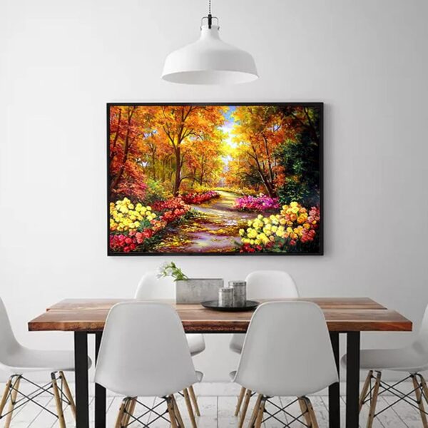 DIY 5D Full Square Diamond Art Painting Autumn Landscape Flower 3