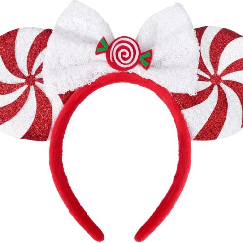 71l2GLWwOKL._AC_SL1500_ Christmas Ears for Women Adult Kids, Peppermint Candy White Red