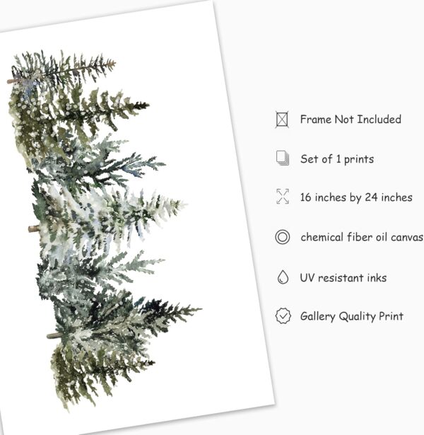 Christmas Canvas Wall Art Prints Watercolor Snowy Pine Trees Art Poster Winter Xmas Forest Wall 3