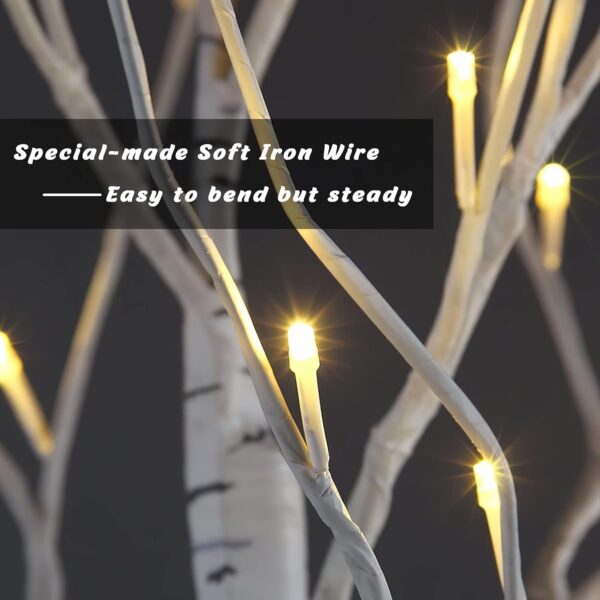 Set of 3 Lighted Birch Tree 4FT 6FT and 8FT LED Artificial Tree for Decoration Inside and Outside 3