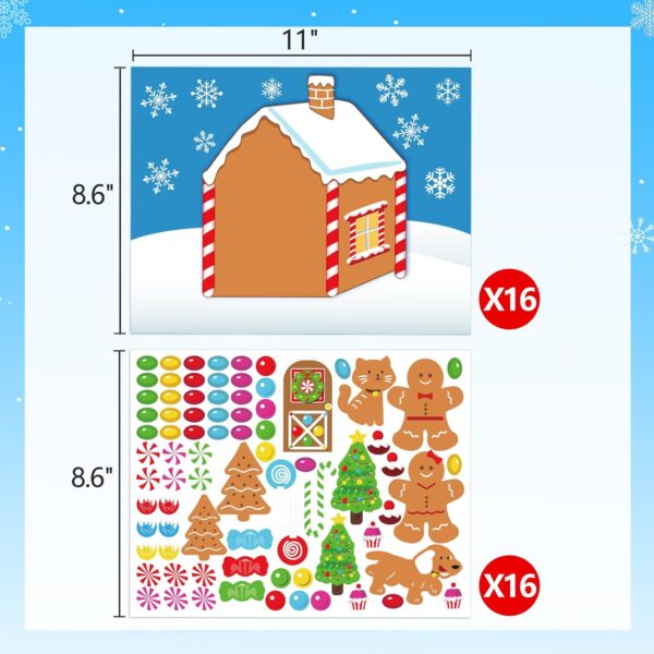 32PCS Make-a-Gingerbread House Stickers for Kids - Christmas Party 3