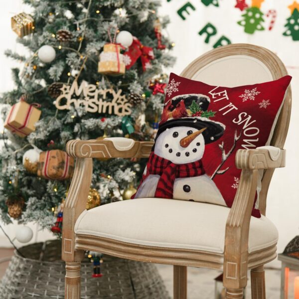 Colorlife Merry Christmas Let It Snow Joy Stripes Gift Box Red Throw Pillow Covers 5