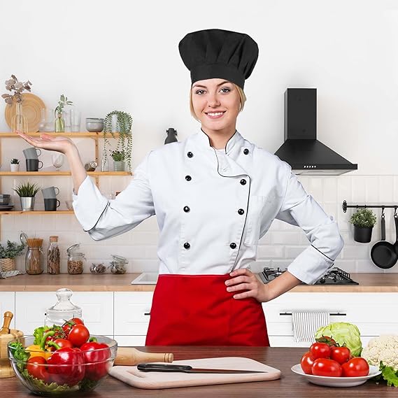 3 Pack Black Chef Hats for Adult Hibachi Hat Chef Bakers Hat Adjustable Cooking Hat for Men 4