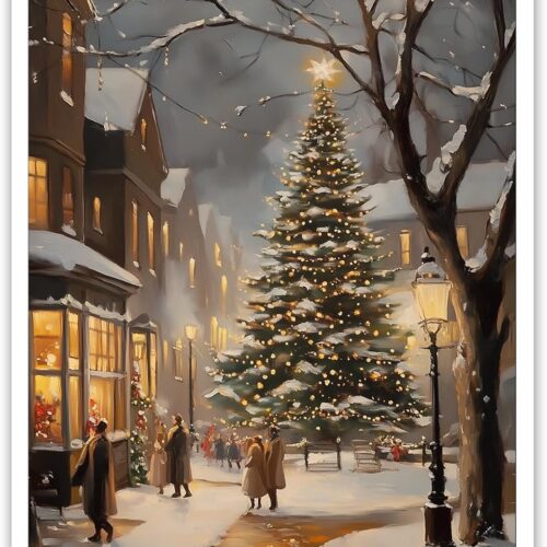 71t723A3rgL._AC_SL1500_ Rustic Christmas Town Wall Art Vintage Scene Country Pictures Farmhouse Decor