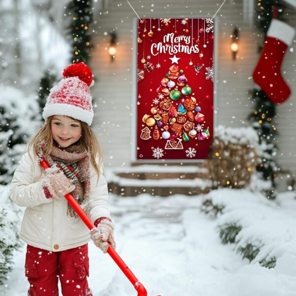 3Pcs Christmas Door Cover and Christmas Door Banners Set 4