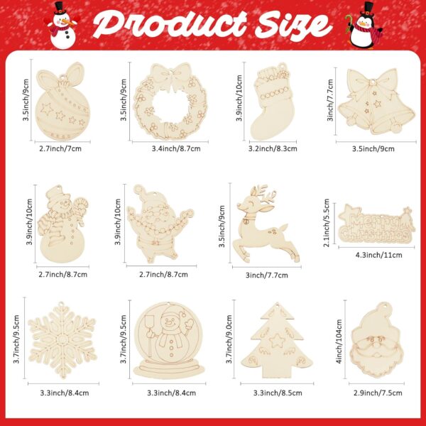 48Pcs Christmas Crafts for Kids Adults, DIY Wooden Christmas Ornaments 2