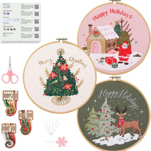 81-bC8fgcEL._AC_SL1500_ Embroidery Kit - 3pcs Christmas Embroidery Patterns for Beginners