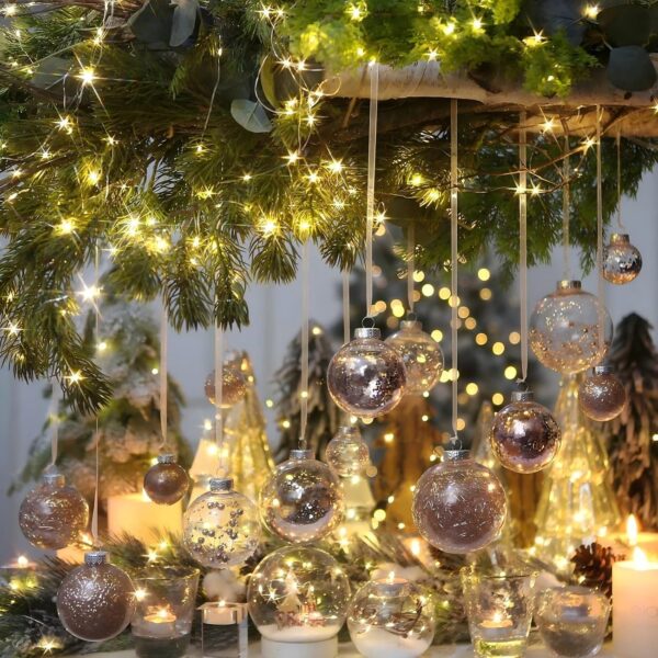 Champagne Christmas Ornaments Set, 24PCS 2.36" 2