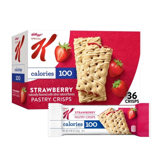 813-5xniPSL._SL1500_ Pastry Crisps, 100 Calories, Breakfast Bars, Value Size, Strawberry, 15.84oz Box (36 Crisps)