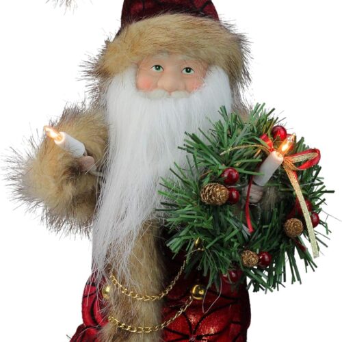 10-Light Burgundy and Brown Santa Treetop