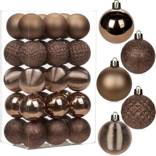 817eikwfh+L._AC_SL1500_ 30PCS 2" Christmas Ball Ornaments Shatterproof Brown Christmas Tree Decorations