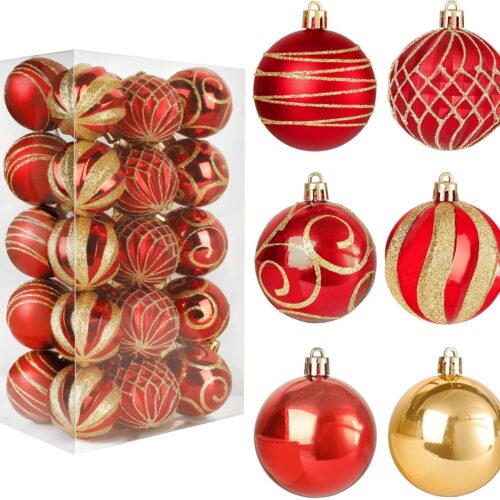 817hImxozVL._AC_SL1500_ 30 PCS Christmas Ball Ornaments Tree Decorations, 60mm/2.36" Classic Red and Gold