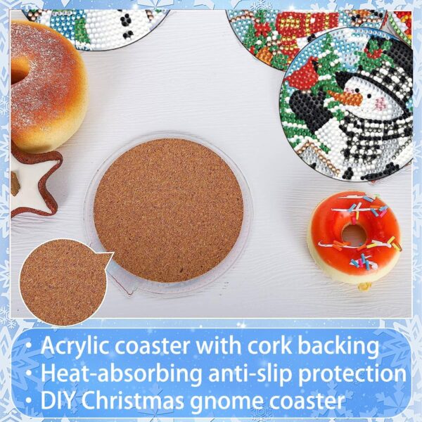 6PCS Christmas Diamond Painting Coaster with Holder, Snowman Diamond Painting 5