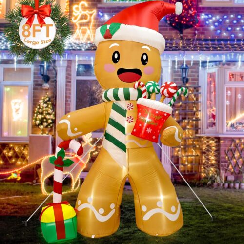 81A4d1+GrpL._AC_SL1500_ 8FT Christmas Inflatables Outdoor Decorations Gingerbread Man