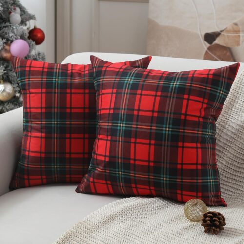 81AAWZ2nT3L._AC_SL1500_ Christmas Pillow Covers 18x18 inch Set of 2 Christmas Decorations Red Black