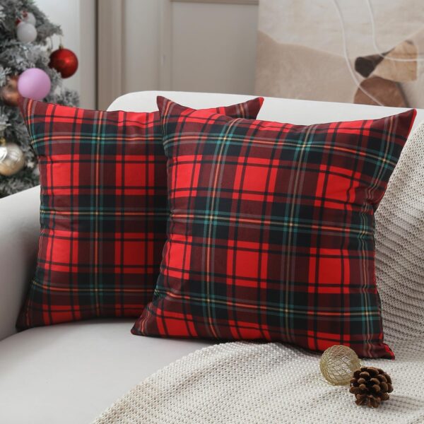 Christmas Pillow Covers 18x18 inch Set of 2 Christmas Decorations Red Black 1