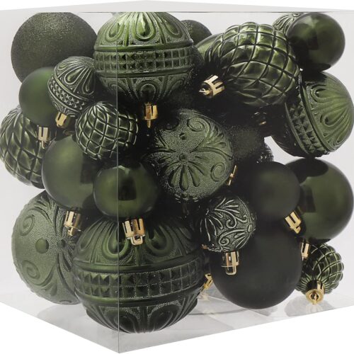 81CfM0-jp9L._AC_SL1500_ Christmas Ball Ornaments Dark Green Christmas Tree Decorations with Hang Rope-36pcs
