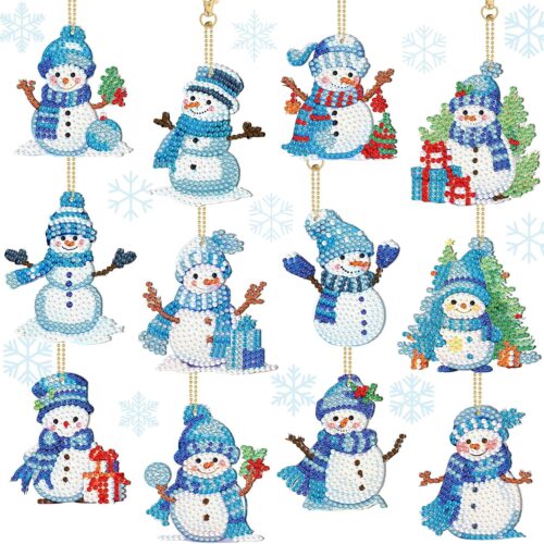 81DxOfOLWWL._AC_SL1500_ 12 Pcs Snowman Diamond Painting Keychain 5D DIY Diamond Painting Kit