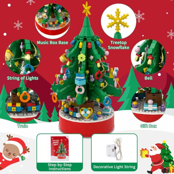 Advent Calendar 2024 Christmas Tree Building Blocks Kit with LED Light & Music Box 4