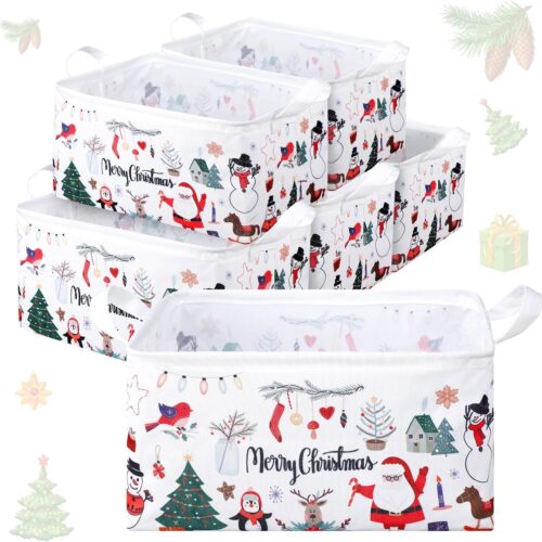 81GGIfYXk9L._AC_SL1500_ 6 Pcs Large Christmas Santa Storage Basket Foldable Christmas Gift Basket