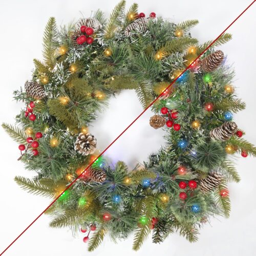 Dual Color Change & 8 Modes - 20'' Christmas Wreaths for Front Door