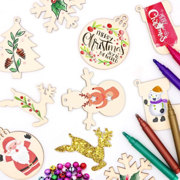 Unfinished Christmas Wooden Ornaments, 166Pcs 5